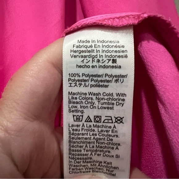 J. Crew Pink Secretary Blouse Large Long Sleeve Mock Neck Barbiecore B3 - Picture 5 of 5